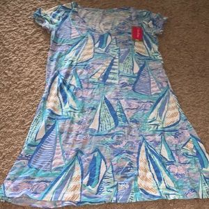 NWT Lilly Pulitzer Jessica Short Sleeve Dress Light Lilac Verbena Aboat Time SzM